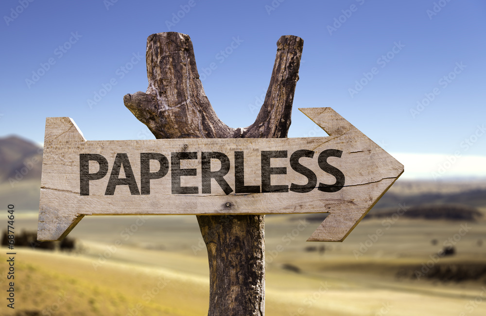 Paperless wooden sign with a desert background