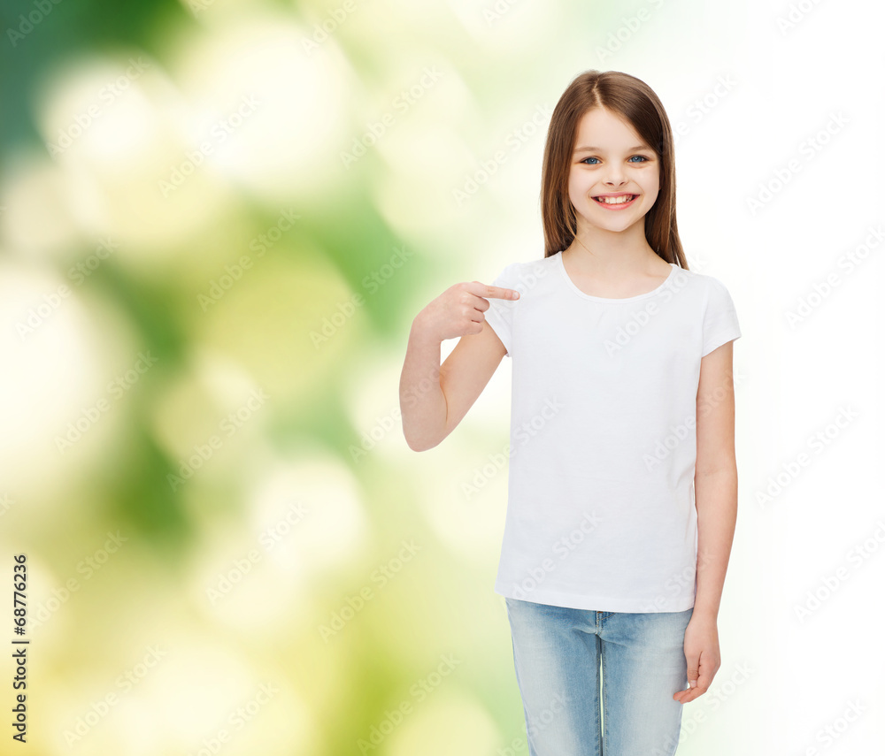 smiling little girl in white blank t-shirt smiling little girl in white blank t-shirt