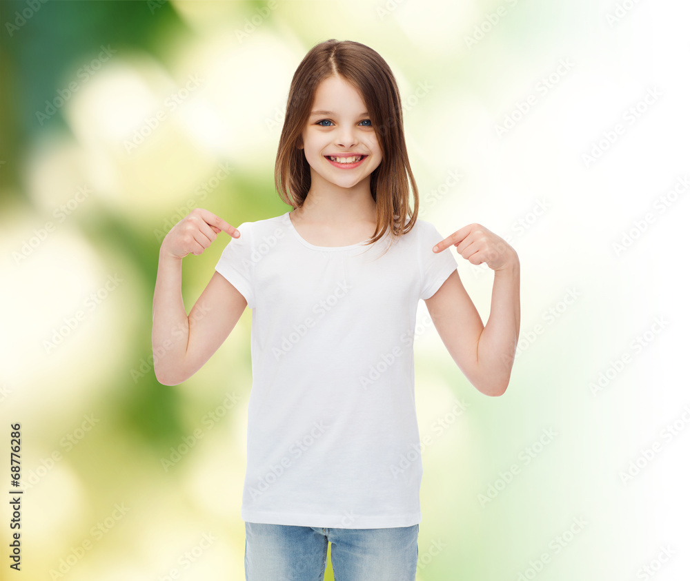 smiling little girl in white blank t-shirt smiling little girl in white blank t-shirt