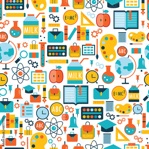 Wallpaper Mural Back to school seamless background pattern. Vector illustration Torontodigital.ca