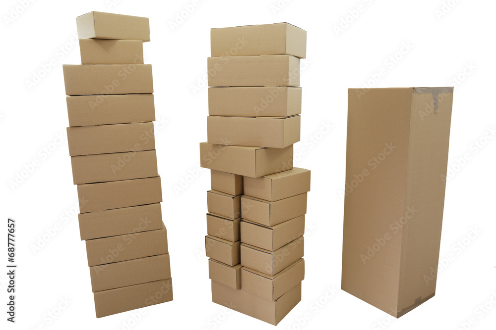 Drei Kartonstapel Drei Kartonstapel