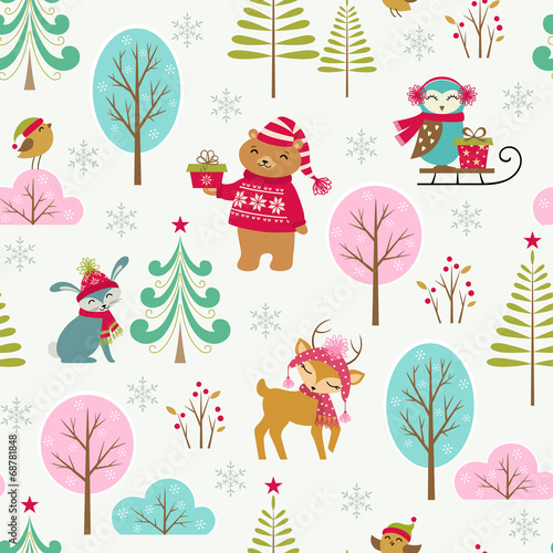 Cute Christmas forest pattern