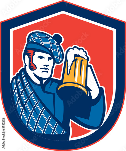 Scotsman Beer Drinker Mug Shield Retro