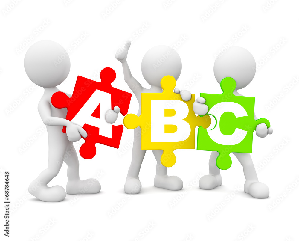 3D man Holding English Multi Coloured Puzzle 3D man Holding English Multi Coloured Puzzle