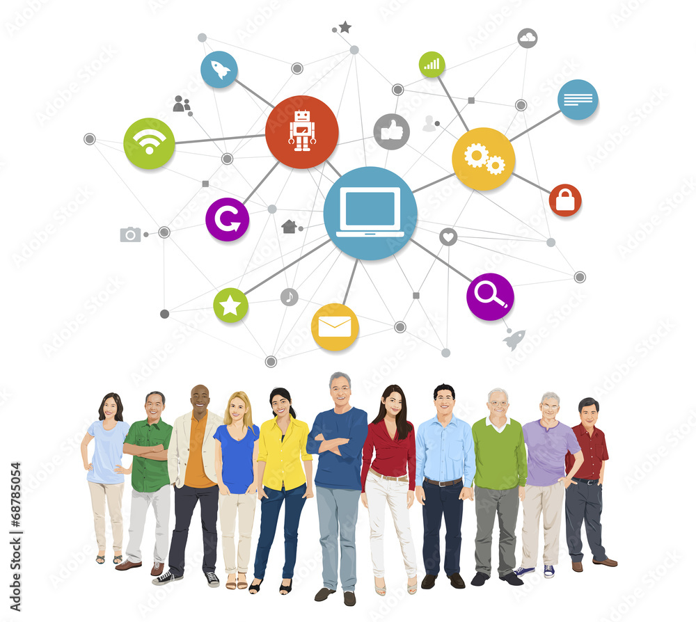 Multiethnic Group of People and Connection Concepts