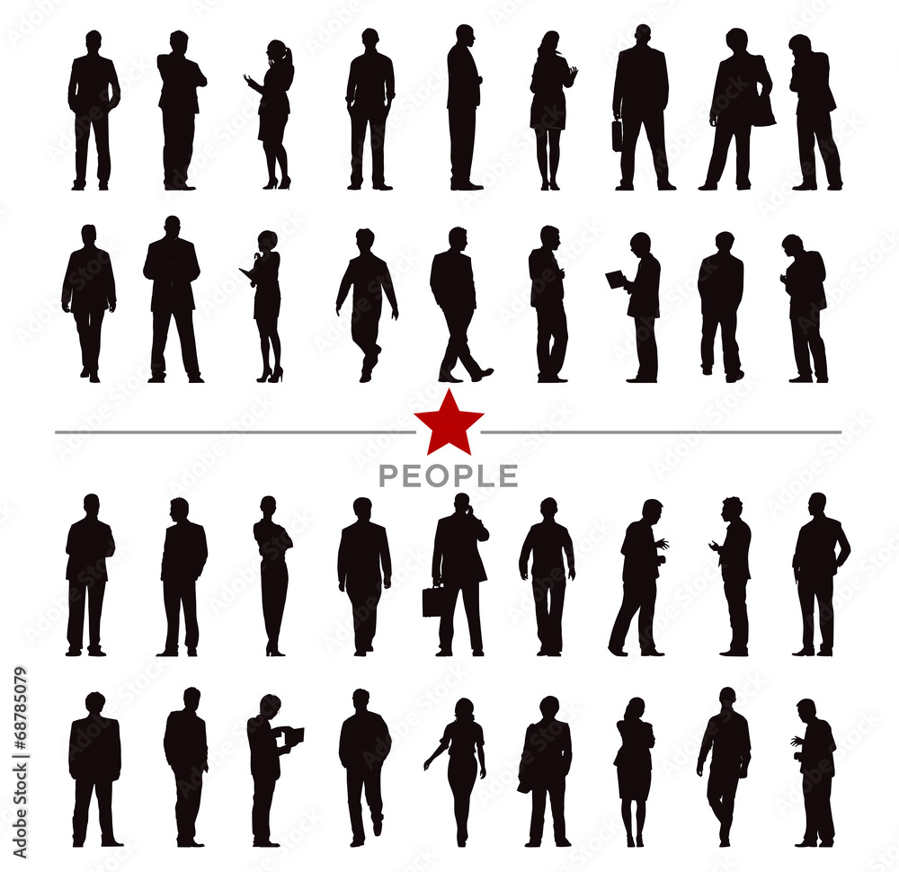 Silhouette Business People with Various Acting Silhouette Business People with Various Acting