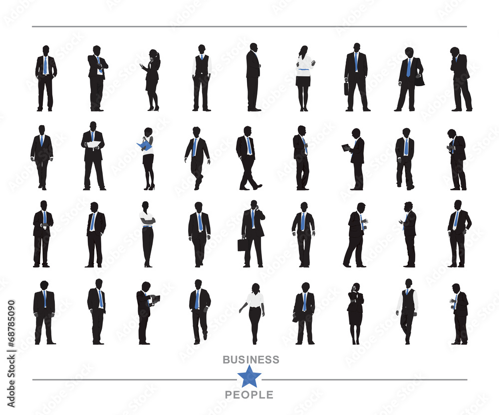 Silhouettes of Business People with Texts