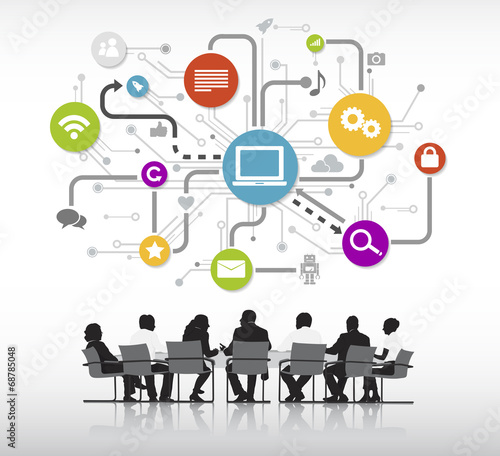 Vector of Business People Discussing Social Media
