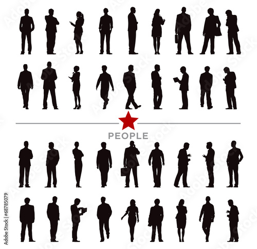 Silhouette Business People with Various Acting