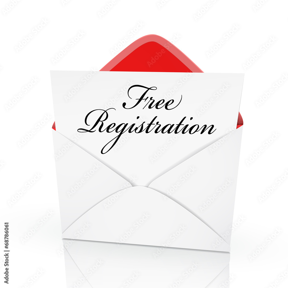 the words free registration on a card the words free registration on a card