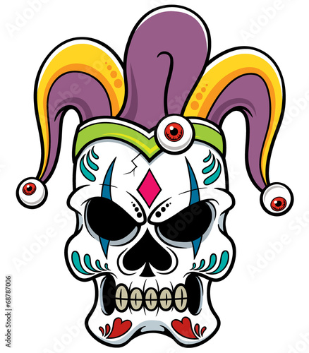 Vector illustration of Joker skull