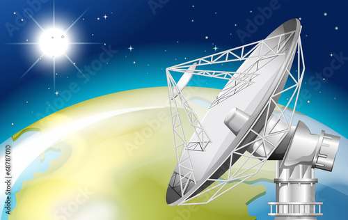 A satellite in the outerspace
