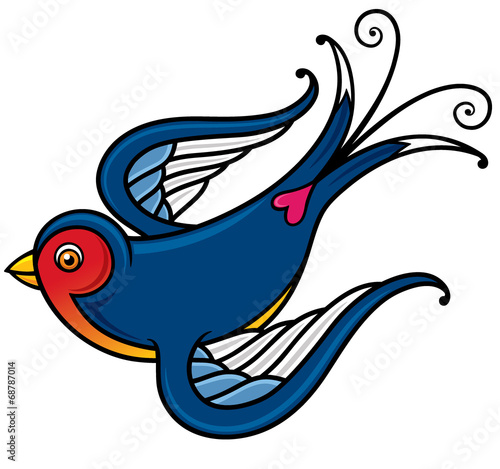 Vector illustration of Bird - Old-school styled tattoo