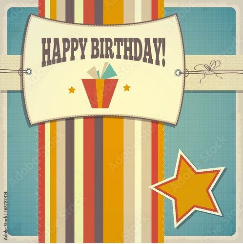 Vintage retro happy birthday card