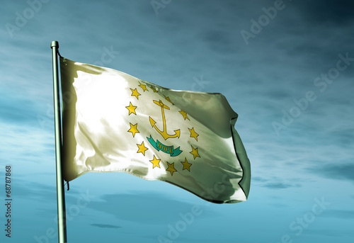 Rhode Island (USA) flag waving on the wind photo