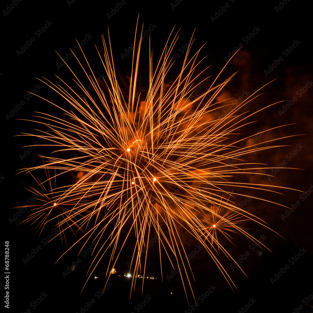 Obraz premium Fireworks on the black sky background.