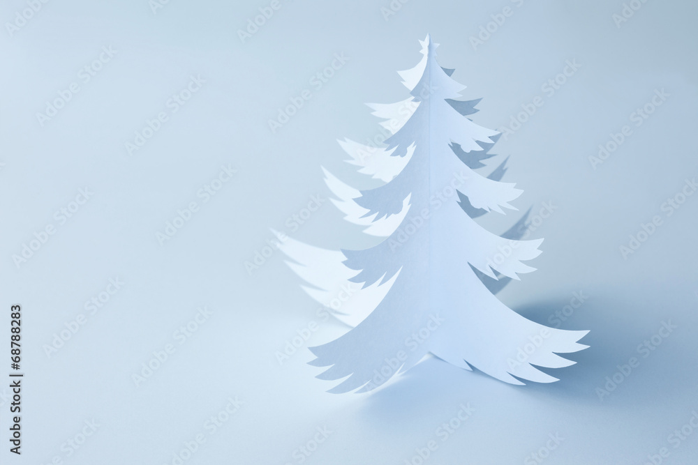 Fototapeta premium White Handmade Paper Christmas Tree - horizontal
