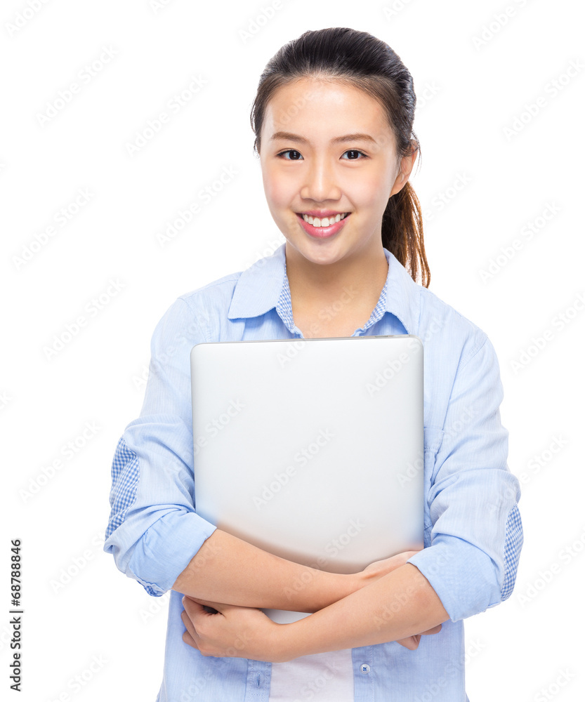 Asian woman with notebook computer Asian woman with notebook computer