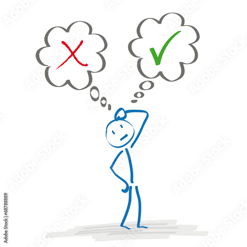 Stickman Thought Bubbles Right Wrong