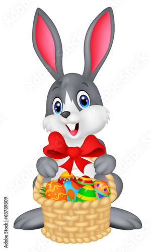 Easter bunny with bucket of eggs