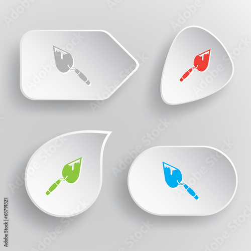 Trowel. White flat vector buttons on gray background.