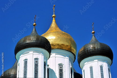 domes with crosses Orthodox Kremlin in Pskov, Russia photo