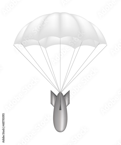 Fototapeta Naklejka Na Ścianę i Meble -  Bomb at white parachute