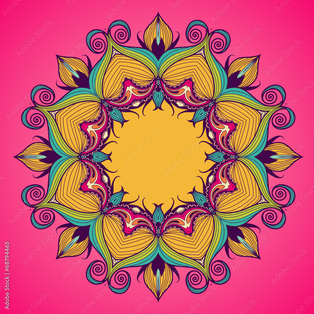 Round lace pattern with natural elements Round lace pattern with natural elements