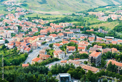 Beautiful Italian landscape. View from heights of San Marino