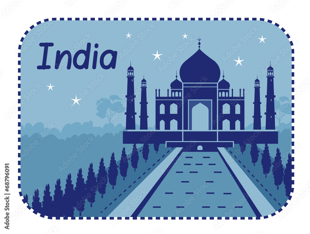 Illustration with Taj Mahal in India