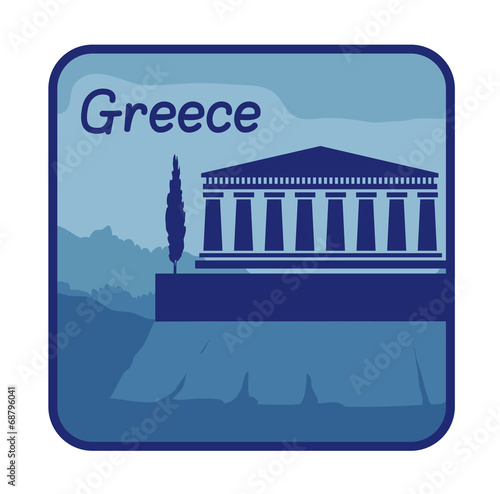 Illustration with acropolis of Athens in Greece