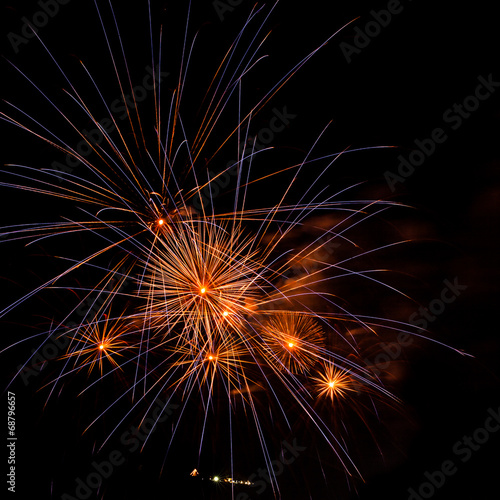 Fireworks on the black sky background.