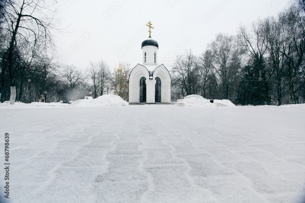 Russian Orthodox chapel winter