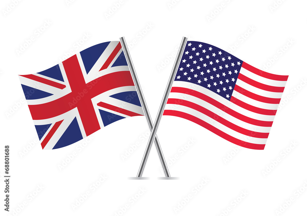 Obraz premium British and American flags. Vector illustration.