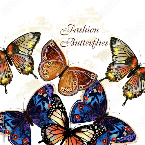 Fashion vector pattern with butterflies