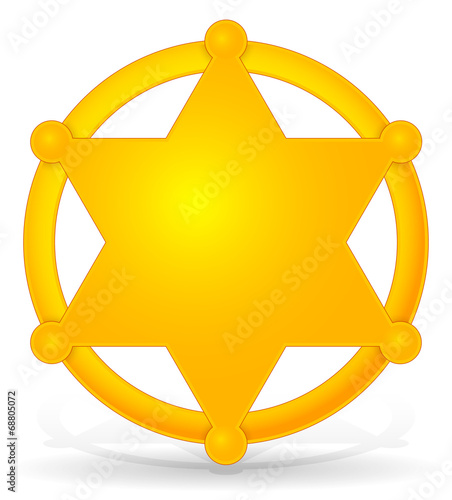 Sheriff's star, badge with shadow