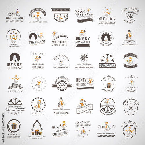 Snowman Elements Set - Isolated On Gray Background