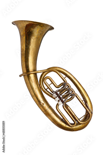 Photos Old  baritone horn isolated on white