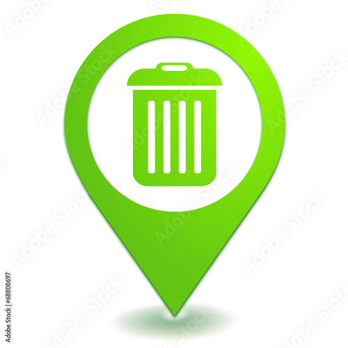 poubelle sur symbole localisation vert