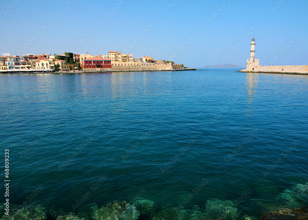 Chania,  old town port, on a sunny day