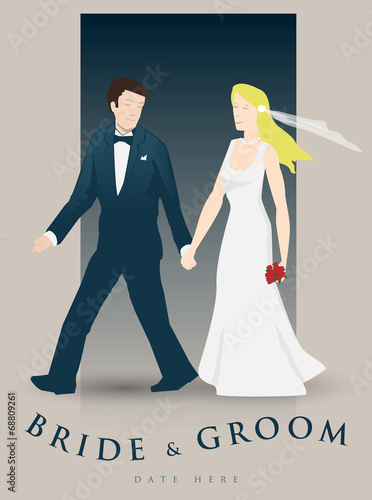 Wedding invitation, bride & groom, marriage