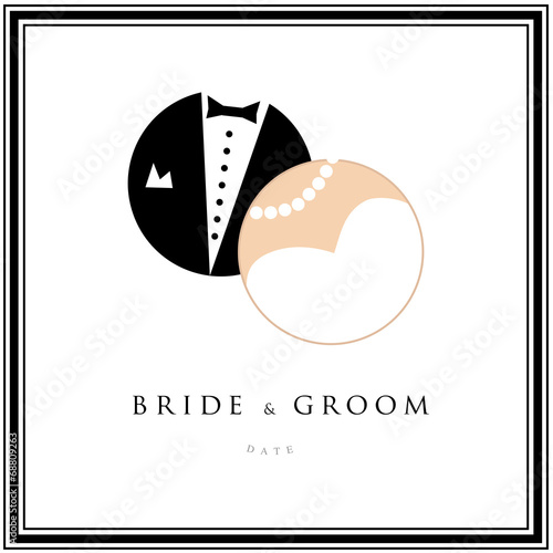 Wedding invitation, bride & groom, marriage