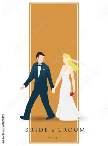 Wedding invitation, bride & groom, marriage
