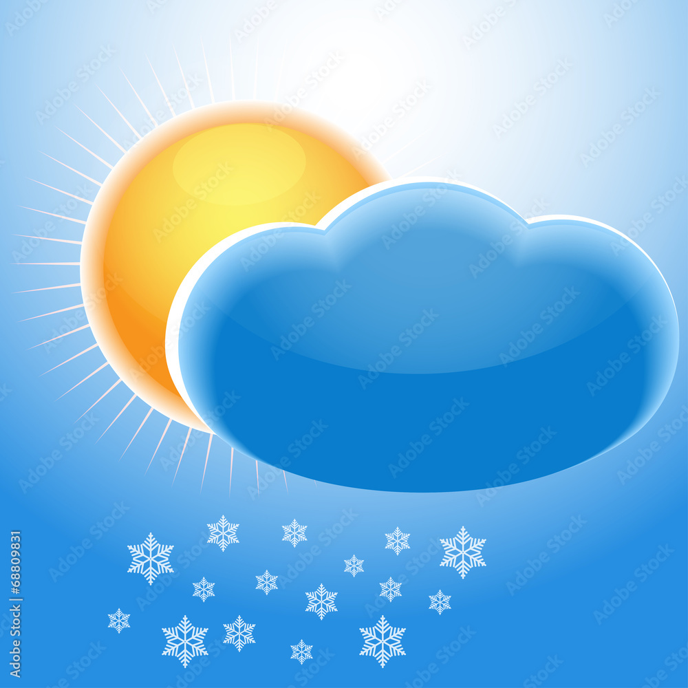Sun, cloud and snowflakes Sun, cloud and snowflakes