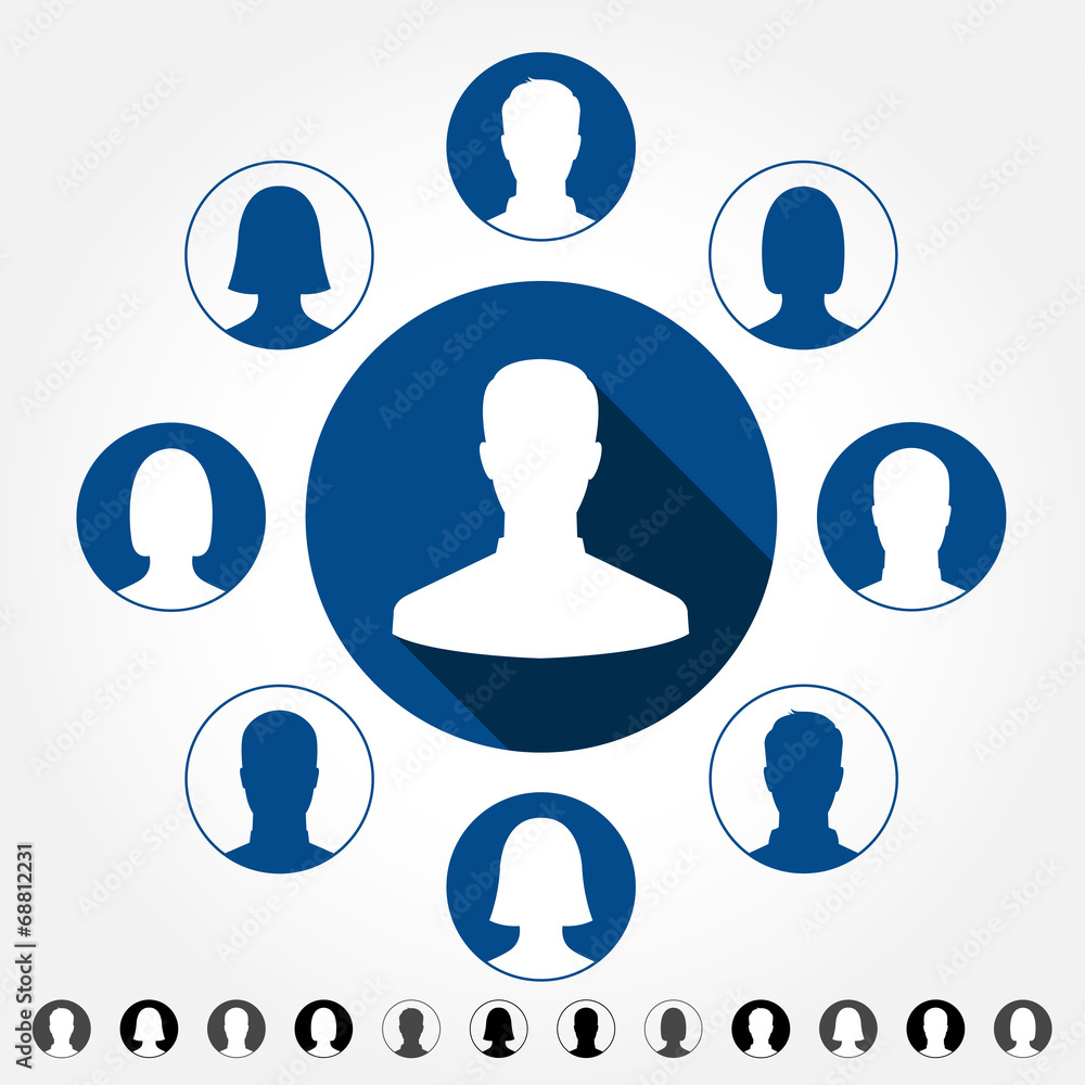 Avatar profile picture set in white & blue colors Stock Vector | Adobe ...