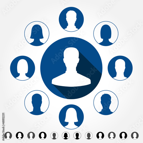 Avatar profile picture set in white & blue colors