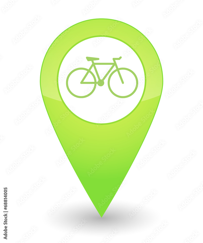 Map mark with a bicycle icon