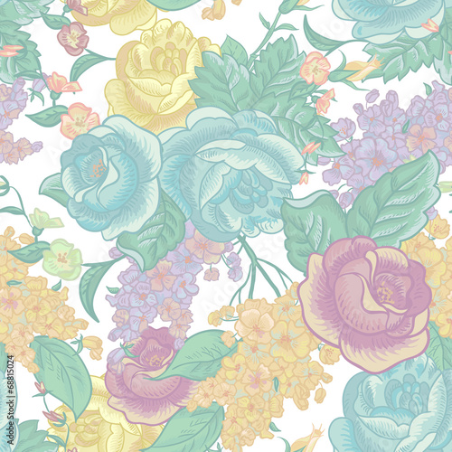 Seamless background with bouquets of wildflowers.