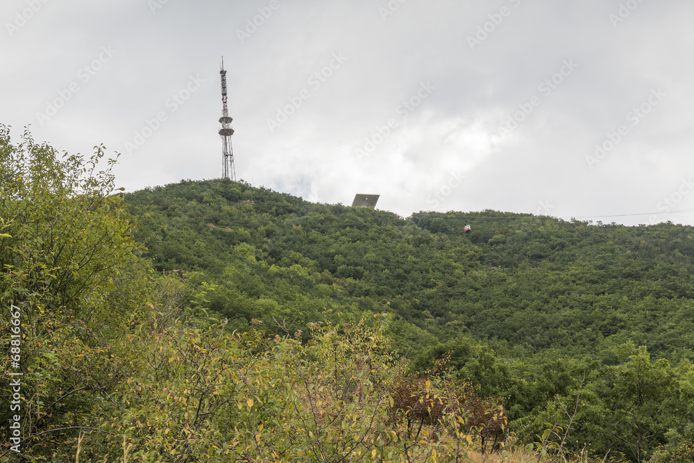 Fototapeta premium View from a slope on mountain top Mashuk, Pyatigorsk, Russia