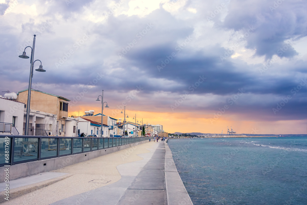 Larnaca promenade before the rain